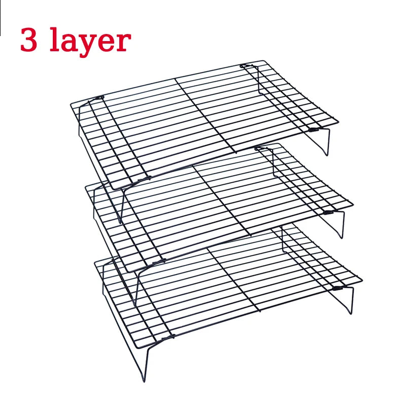 Stainless steel 3-layer foldable wire grid baking rack by S And B Enterprise