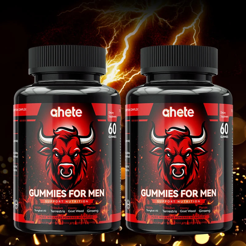 Ahete Men's Support Gummies - 60-Count Chewable Supplements, Aids Daily Vitality Maintenance & Body Comfort.