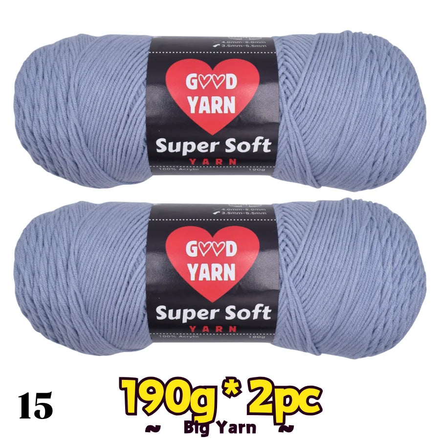 Two blue Good Yarn Super Soft velvet yarn skeins for crochet and knitting