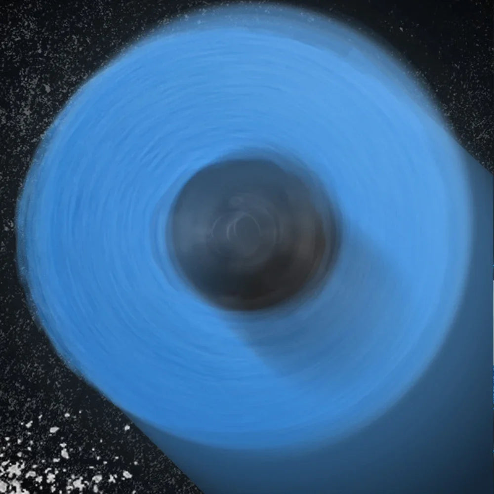 Robot vacuum with blue spinning mop pad for wet and dry floor cleaning