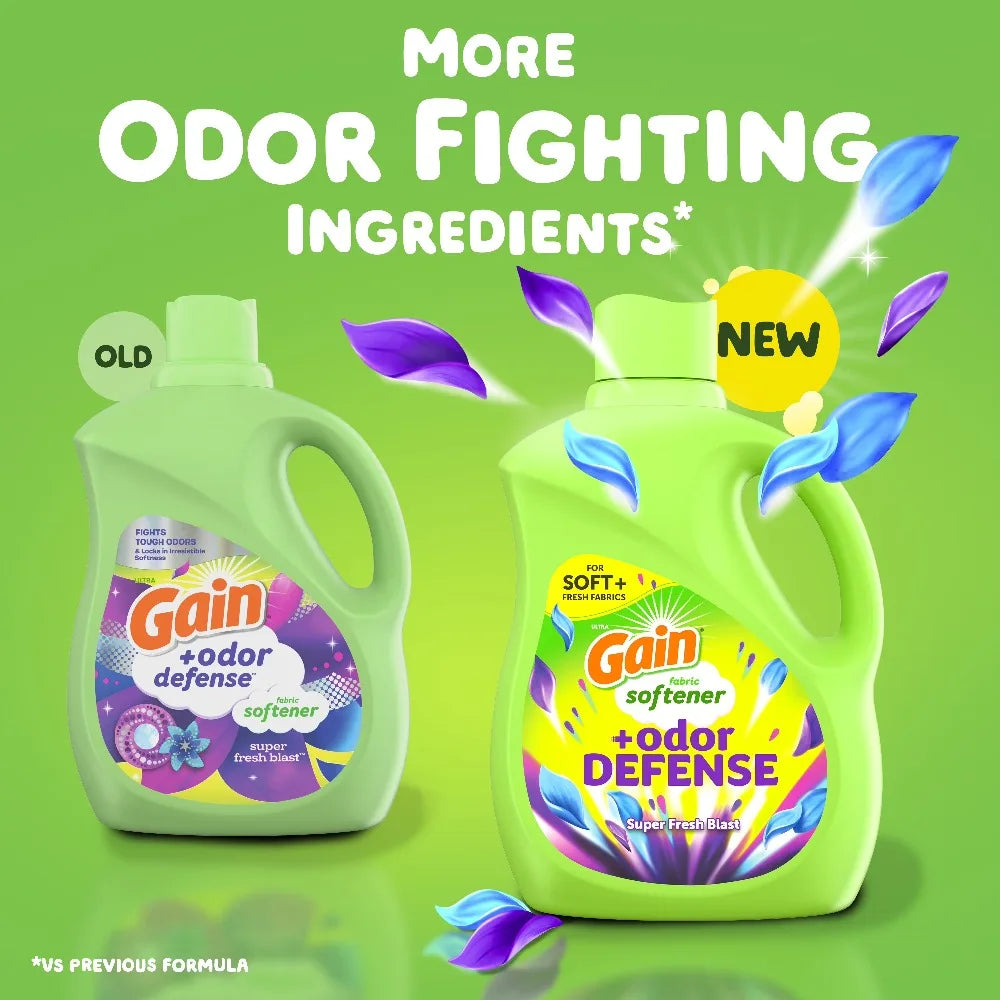 Gain Odor Defense Liquid Fabric Softener, Long Lasting Freshness & Odor Protection, Super Fresh Blast Scent, 35 fl oz, 48 Laundry Loads by S And B Enterprise