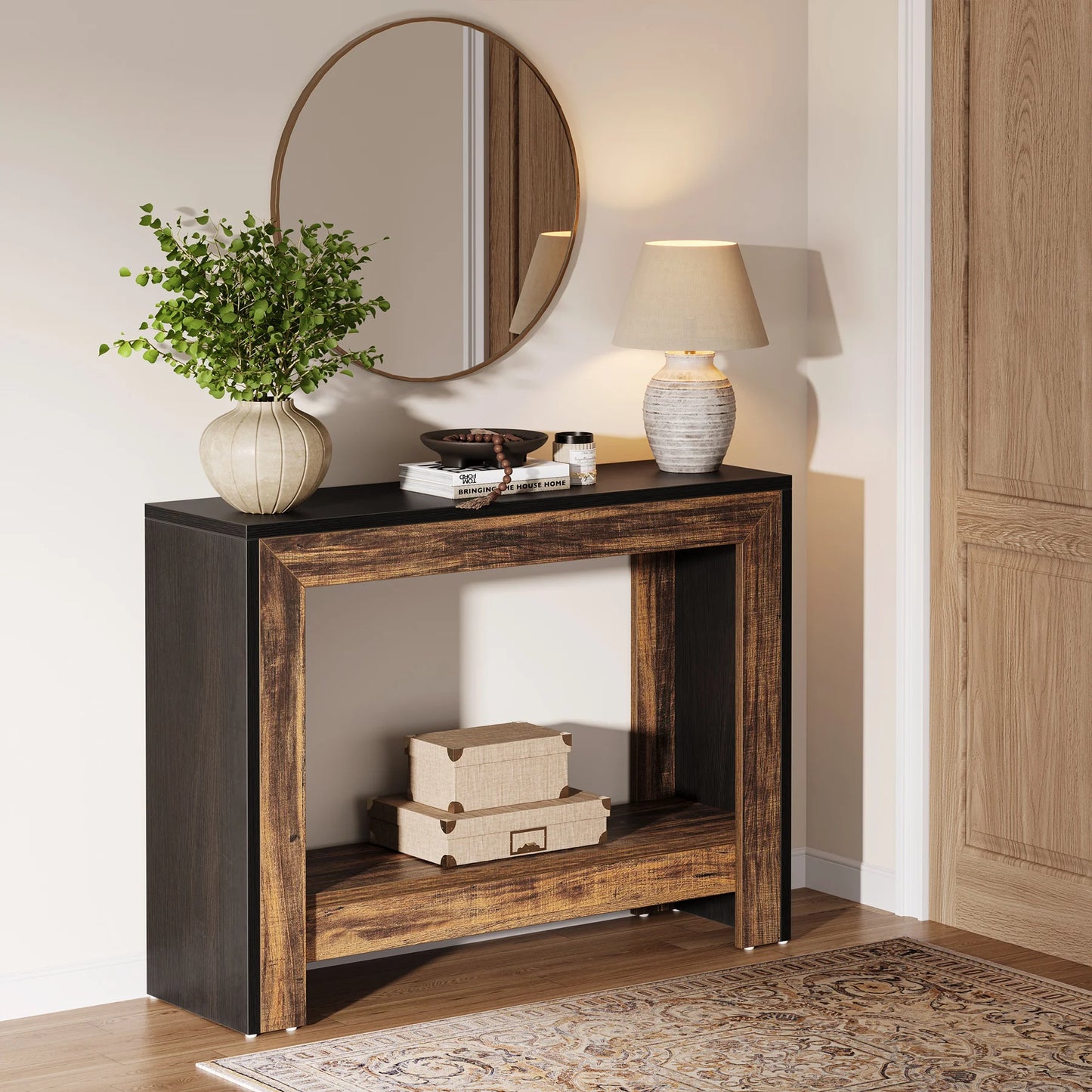 Tribesigns Rustic Wood Console Table With Storage Hallway Easy Assembly by S And B Enterprise