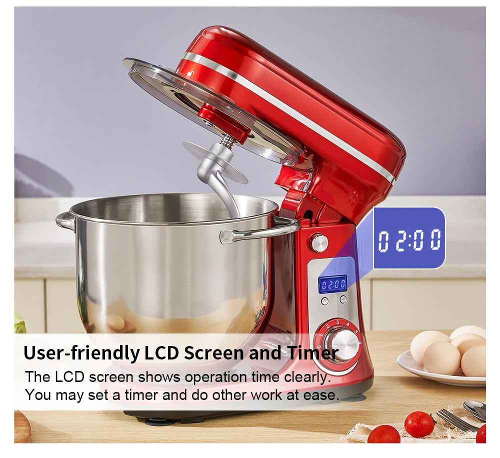 BioloMix Kitchen Stand Mixer, red with stainless steel bowl