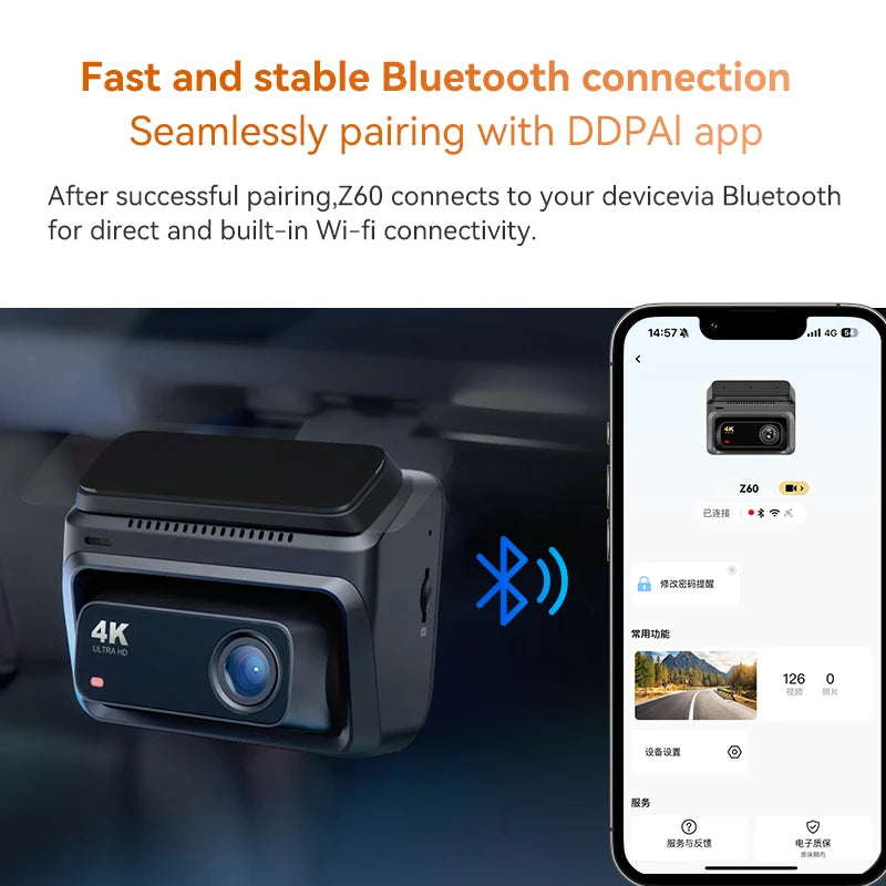 Ddpai Z60 4K 2K 1080P Dash Cam With GPS ADAS Night Vision