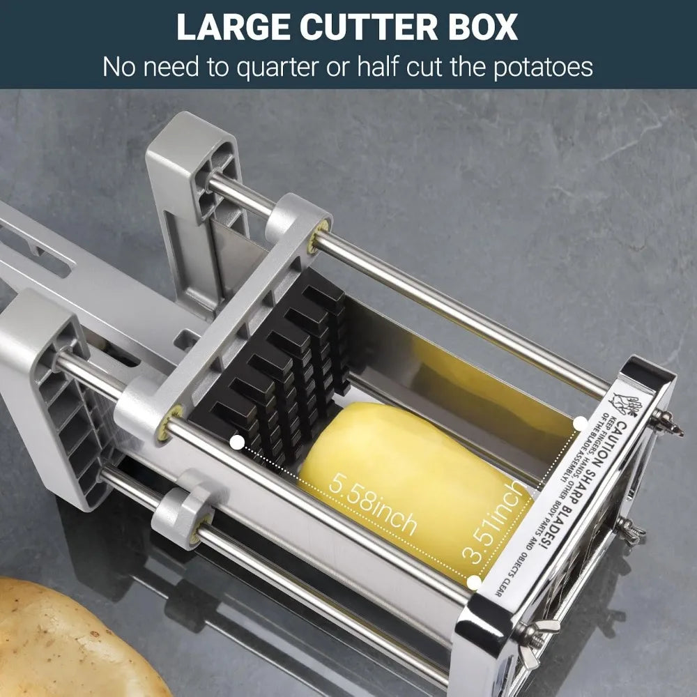 Professional Potato Cutter, Stainless Steel with 3 Interchangeable Blades for Perfect French Fries, Veggies by S And B Enterprise