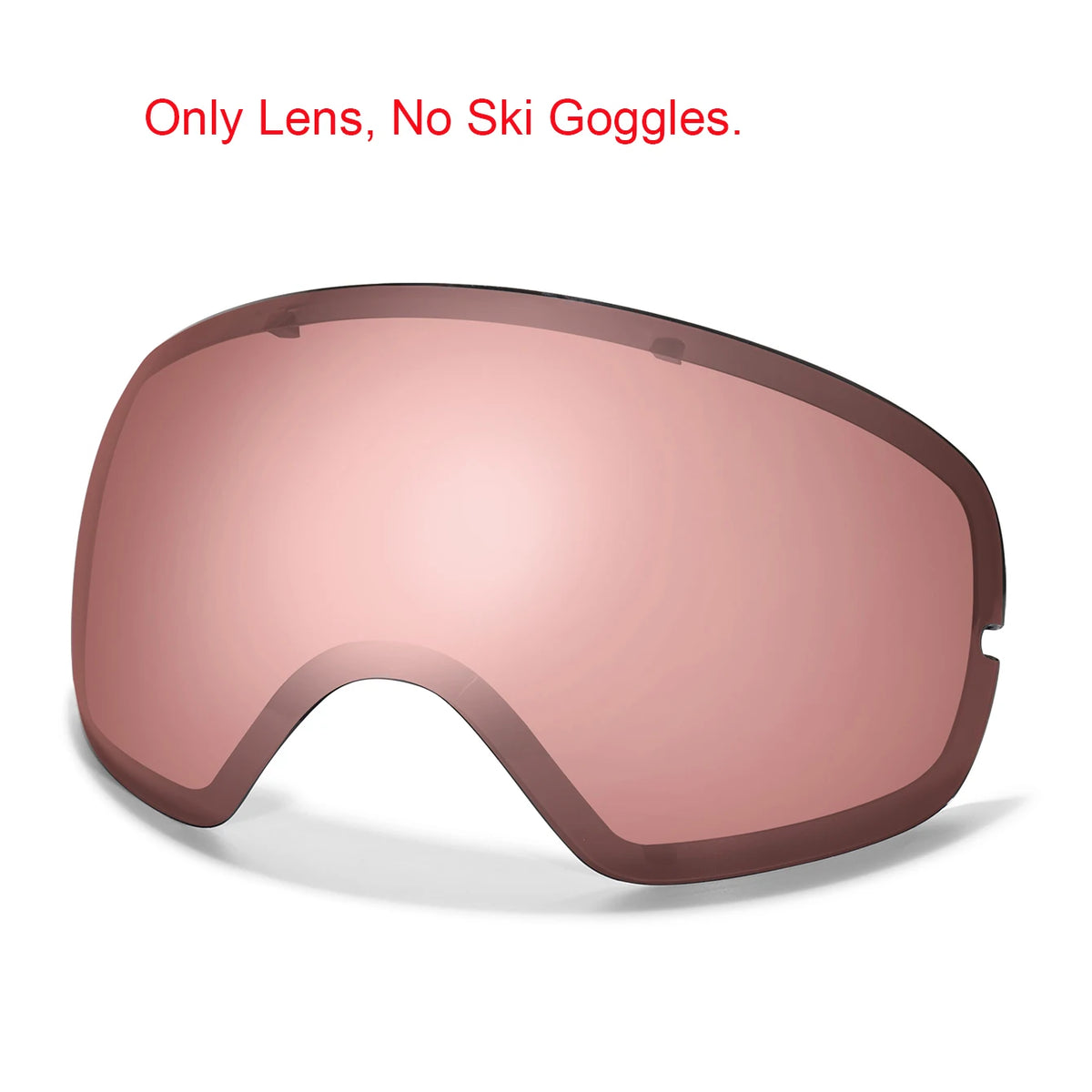 Ski goggle lens with rose tint and brown frame, UV400 anti-fog for winter snow sports