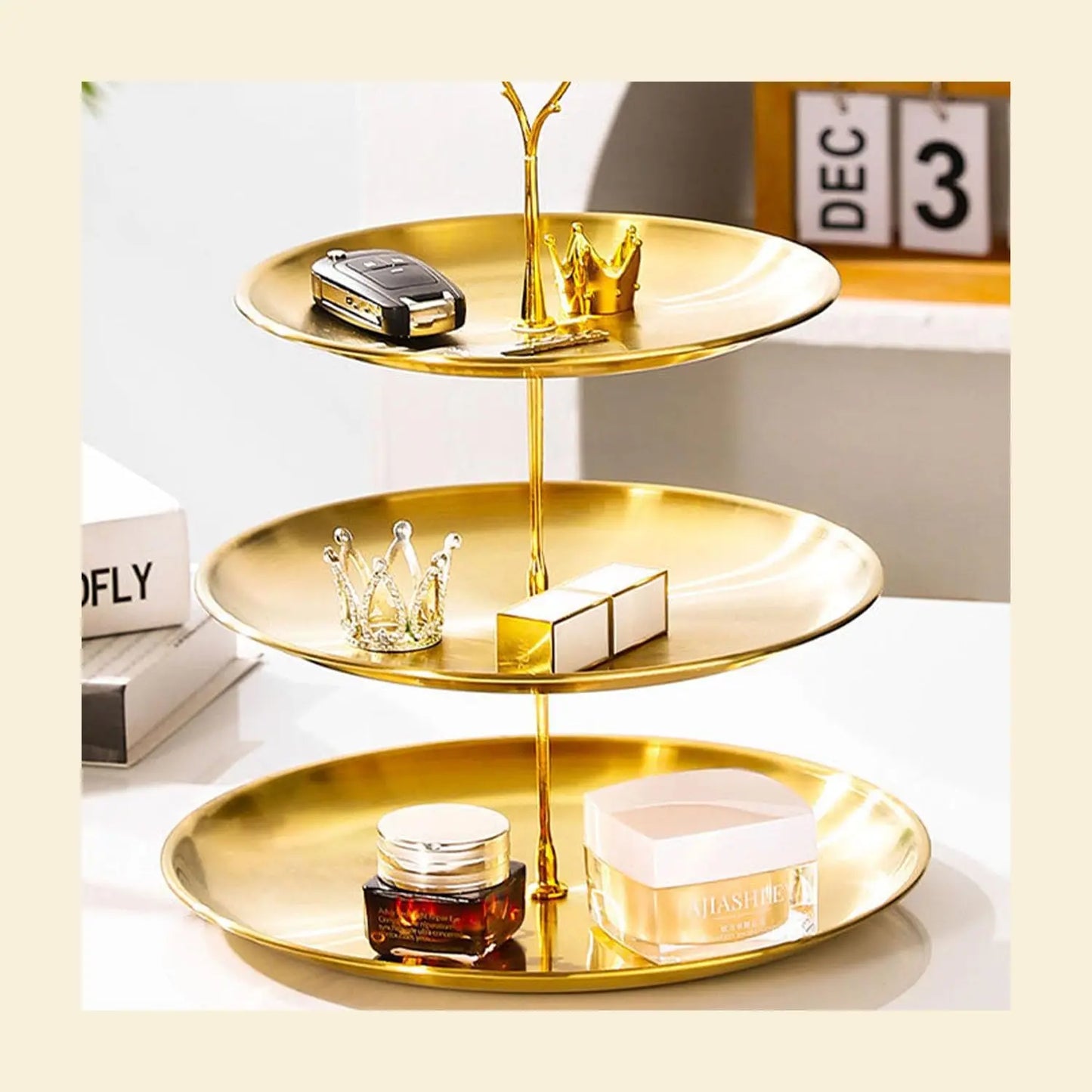 3 Tier Dessert Stand with Gift Box, Ready-to-Gift Stainless Steel Food Tray for Holidays, Buffet Serving Platter for Home Kitchen and Restaurant Use