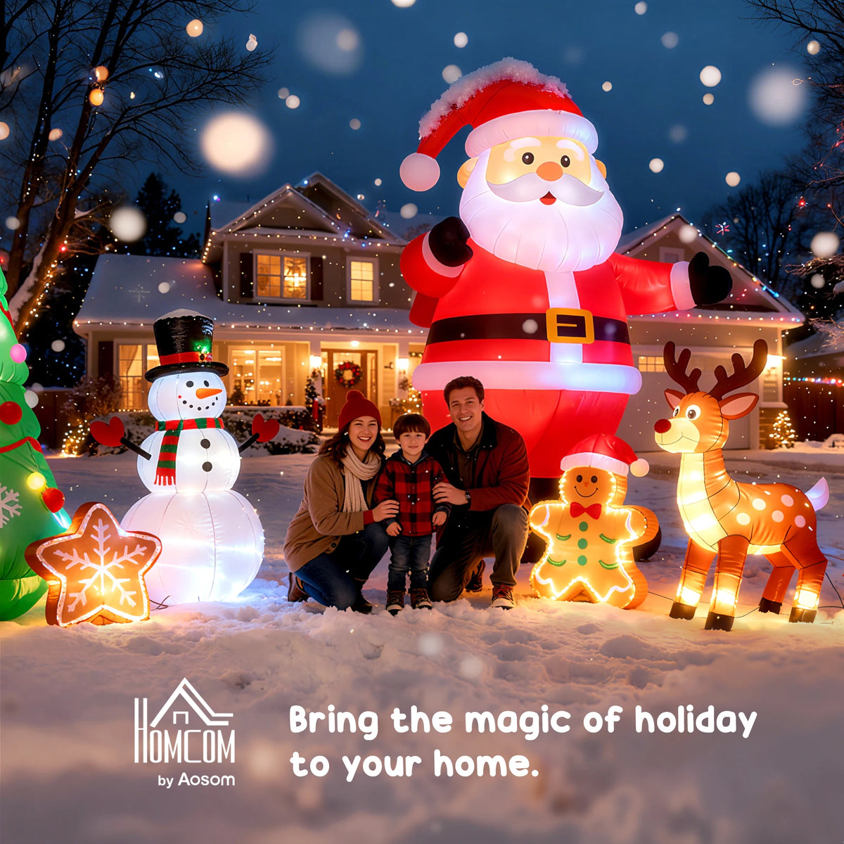 8-foot Christmas inflatable Santa Claus with candy decor and outdoor LED lights