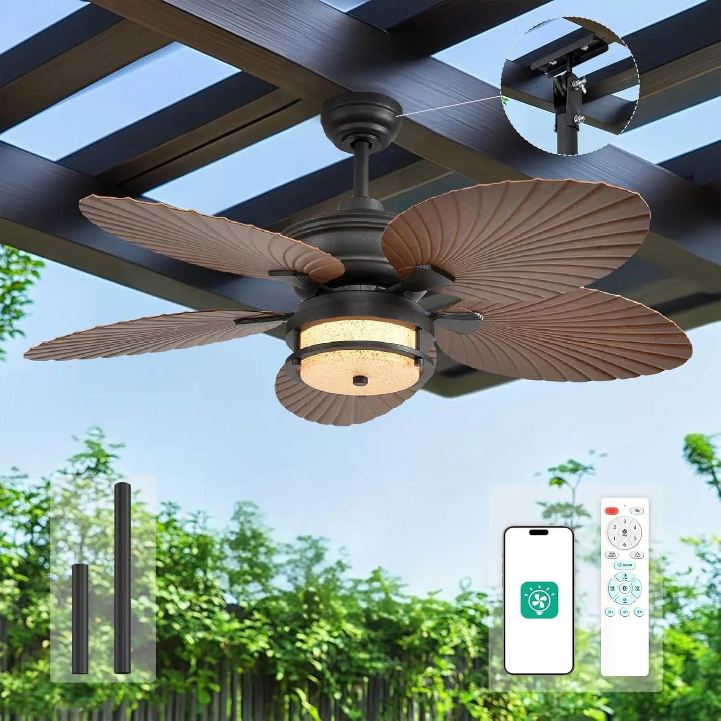 Orison Outdoor Ceiling Fan With Lights Dimmable LED 6 Speed