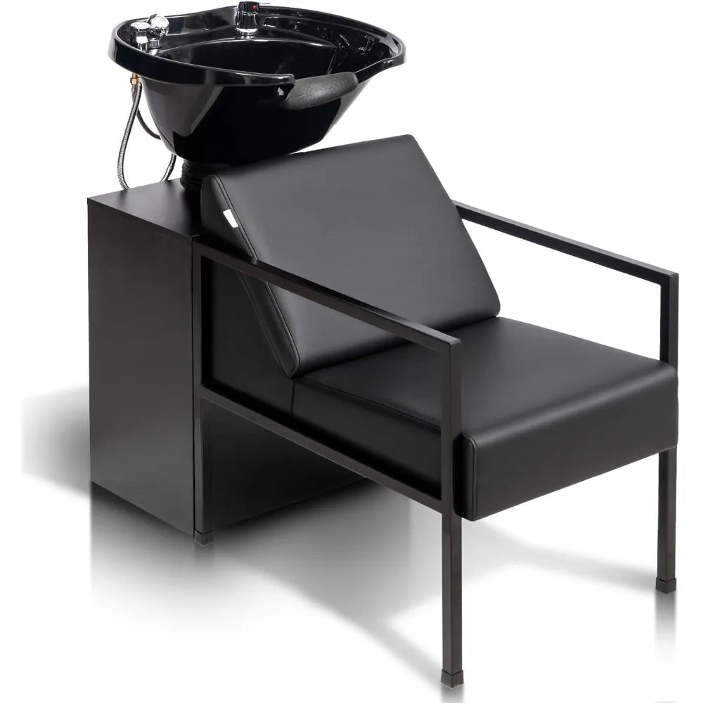 Salon Shampoo Bowl And Chair With Tilting Sink Cabinet