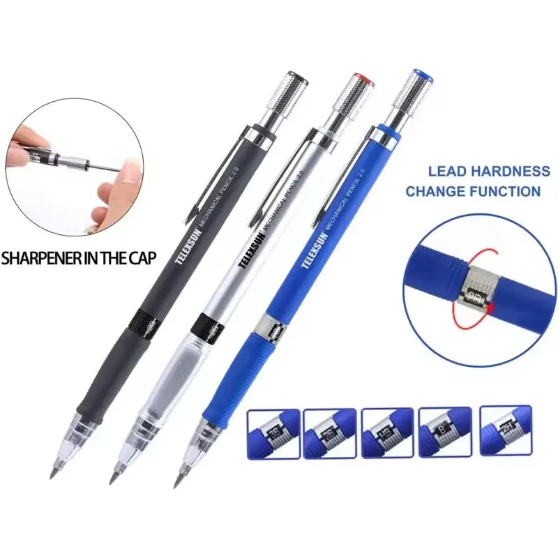 Mechanical Pencil Set With 2B Lead Refills For Writing And Sketching by S And B Enterprise