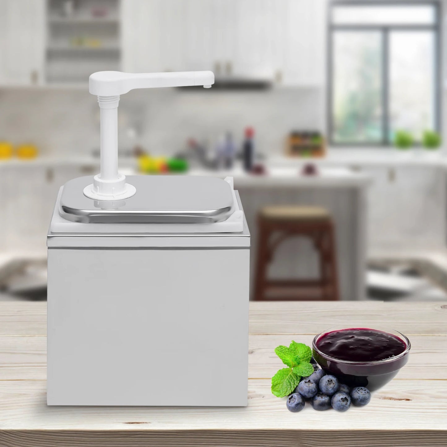 Countertop Condiment Pump Dispenser, 2.11QT Dual Layer Outer Shell Smooth Edge Replacement Pump Head, Quick Rebound Anti-leak Lightweight Portable Design, Hotel Restaurant Syrup Honey Jam Holder by S And B Enterprise
