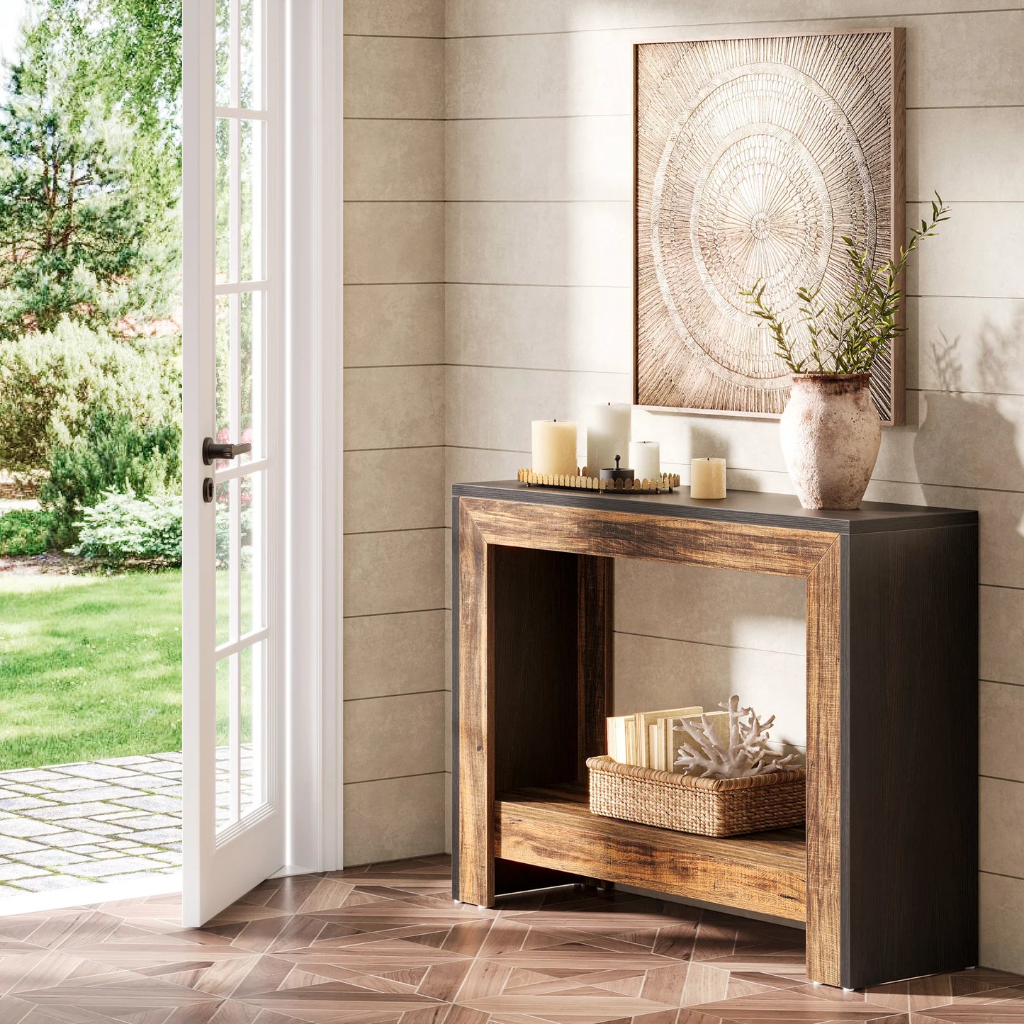 Tribesigns Rustic Wood Console Table With Storage Hallway Easy Assembly by S And B Enterprise