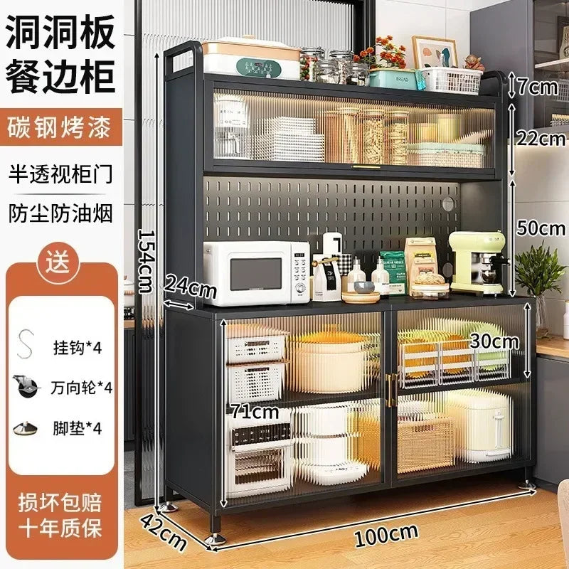 Modern Kitchen Cabinet Hutch Movable Full Door Glass Cabinet Storage Display Cupboards Multi-functional Cupboard Storage Door by S And B Enterprise