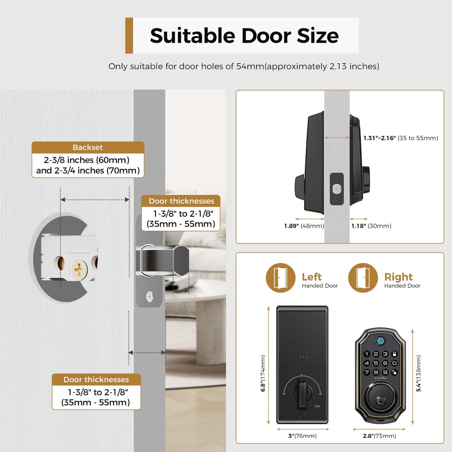 Arpha D280 Smart Keyless Entry Deadbolt With Fingerprint And Keypad