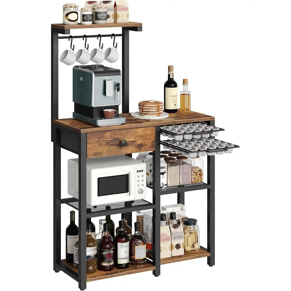 OLOEY Bakers Rack With Storage 5 Tier Coffee Bar Stand