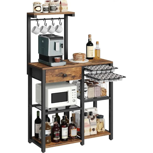 OLOEY Bakers Rack With Storage 5 Tier Coffee Bar Stand