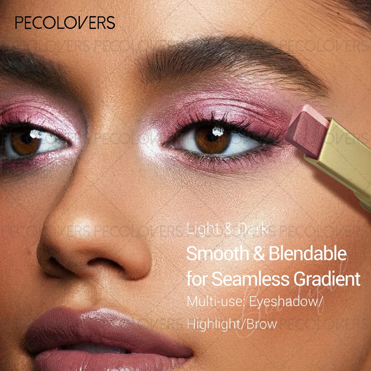 6PCS Two-color Eye Shadow Stick set with pink tones for eyelids and highlight