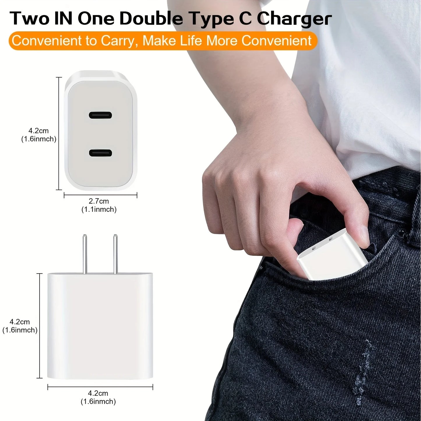 2Pack 40WPD Dual Port Charger Fast Charging With 10FT USB C To C Charging Cable For IPhone 15 Pro Max/15Pro/15/15Plus, IPad Pro by S And B Enterprise