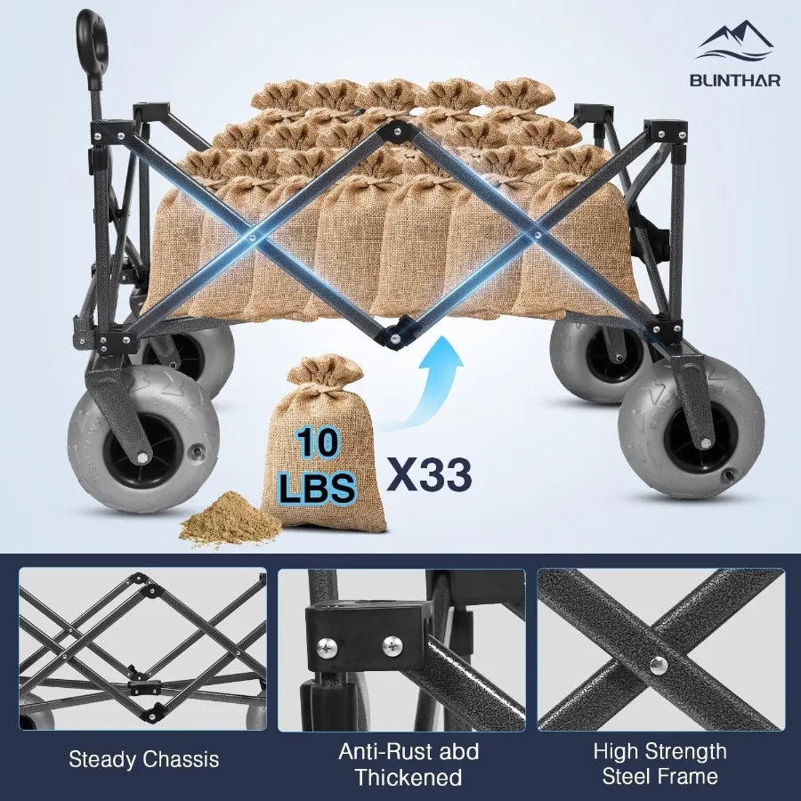 Heavy Duty Beach Wagon With AllTerrain Wheels And Drink Holders