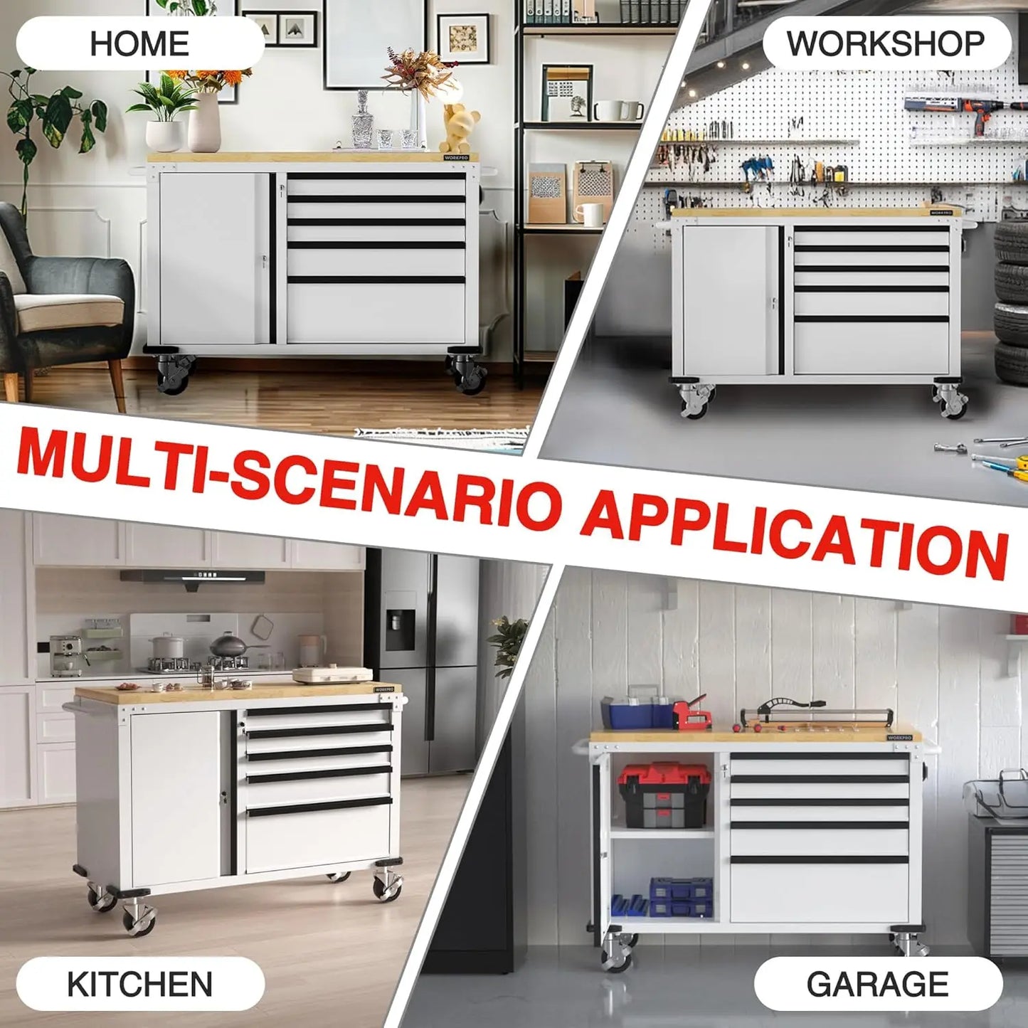 52" x 20" 5-Drawer & 1-Door Rolling Tool Chest, Heavy Duty Tool Chest with Wheels, Power Strip, Locking System,, Customized by S And B Enterprise