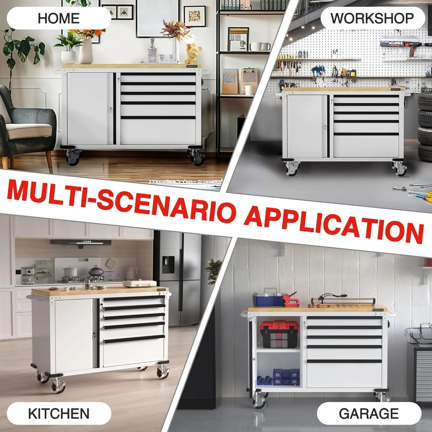 52" x 20" 5-Drawer & 1-Door Rolling Tool Chest, Heavy Duty Tool Chest with Wheels, Power Strip, Locking System,, Customized by S And B Enterprise