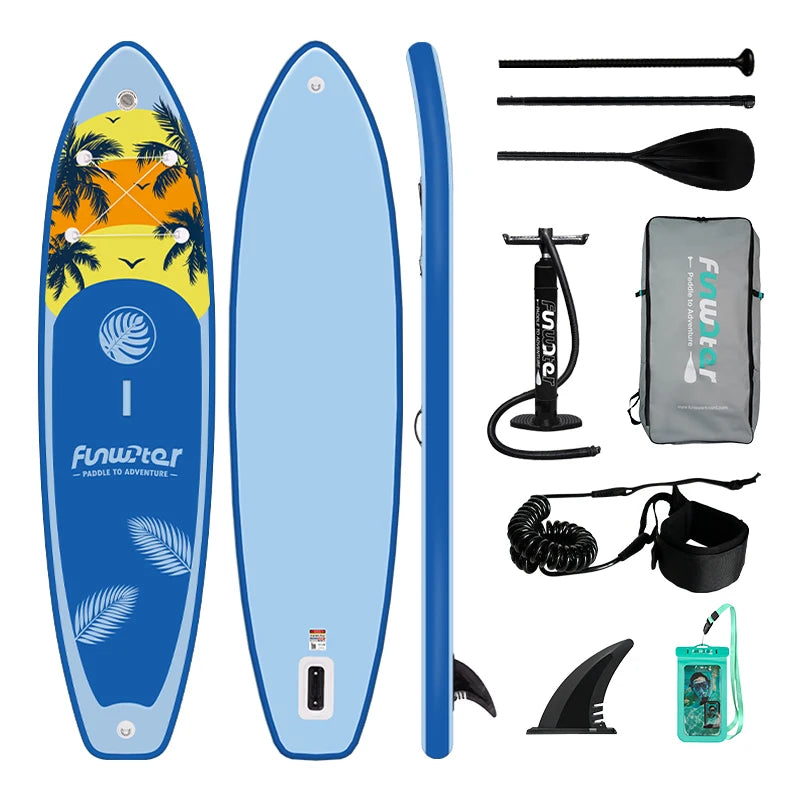 FUNWATER Inflatable Paddle Board Ultra-Light Stand-Up Paddle Board Surfboard for All Skill Levels With SUP Accessories 320-350cm by S And B Enterprise