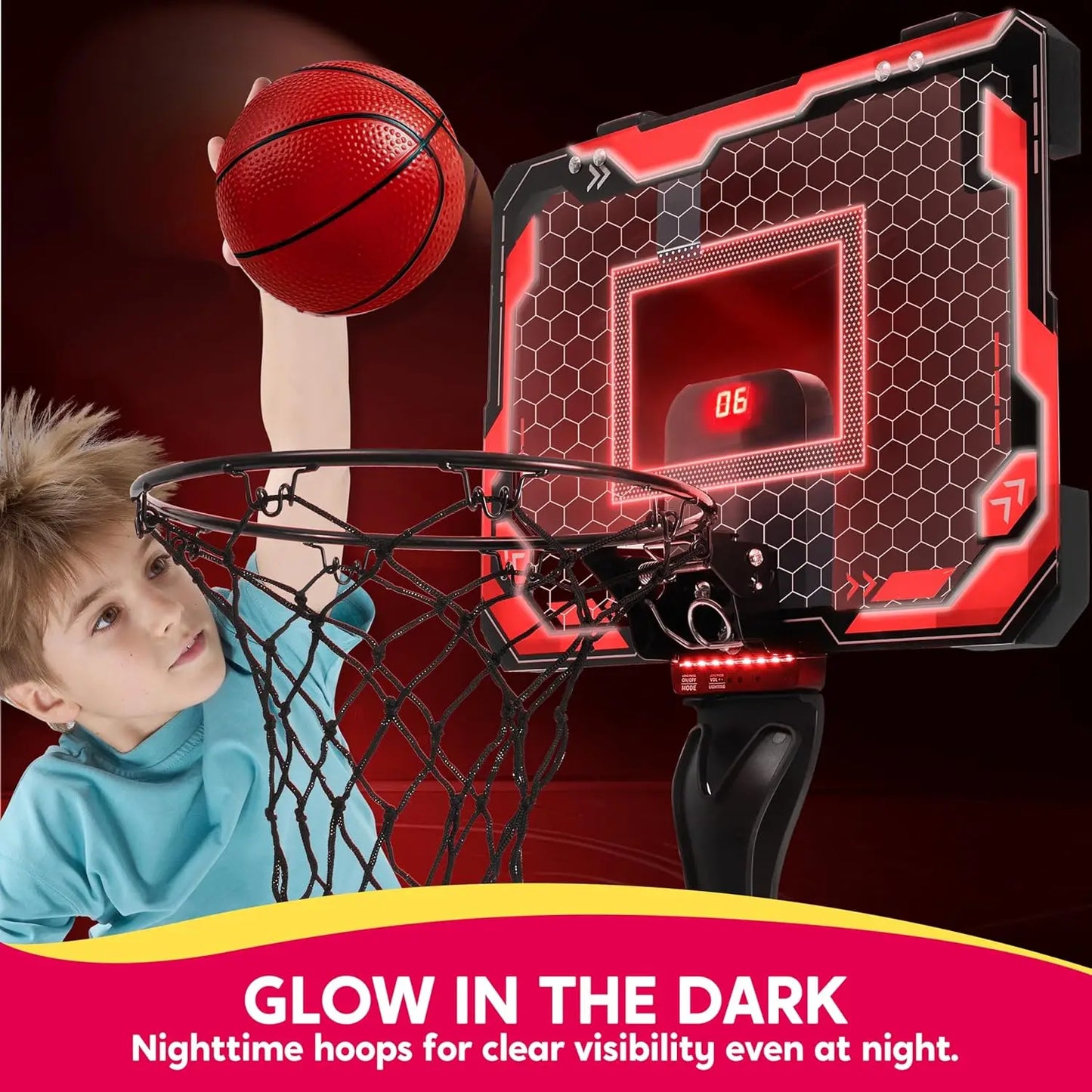 Joyfy Mini Indoor Basketball Hoop with LED Lights and Scoreboard