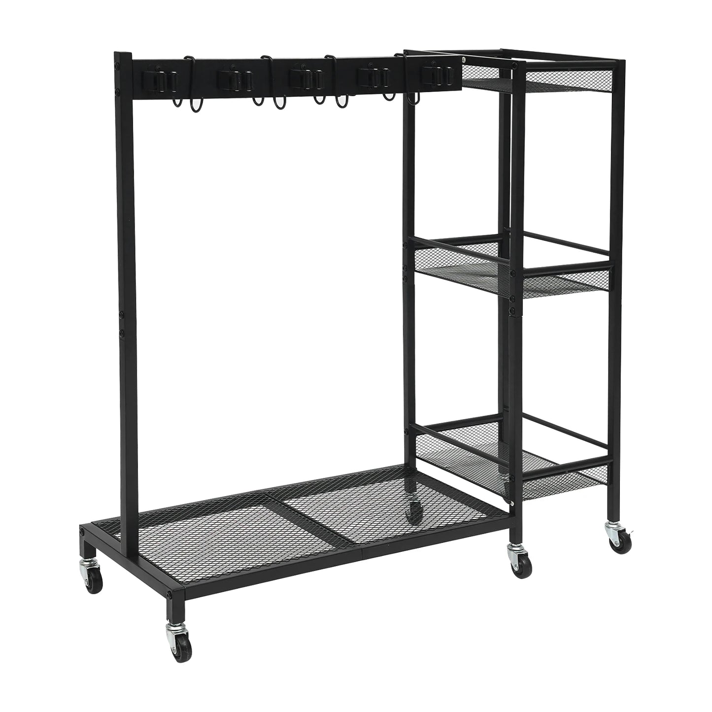 Iron Cleaning Tool Storage Cart On 6 Wheels With Hooks And Shelves by S And B Enterprise