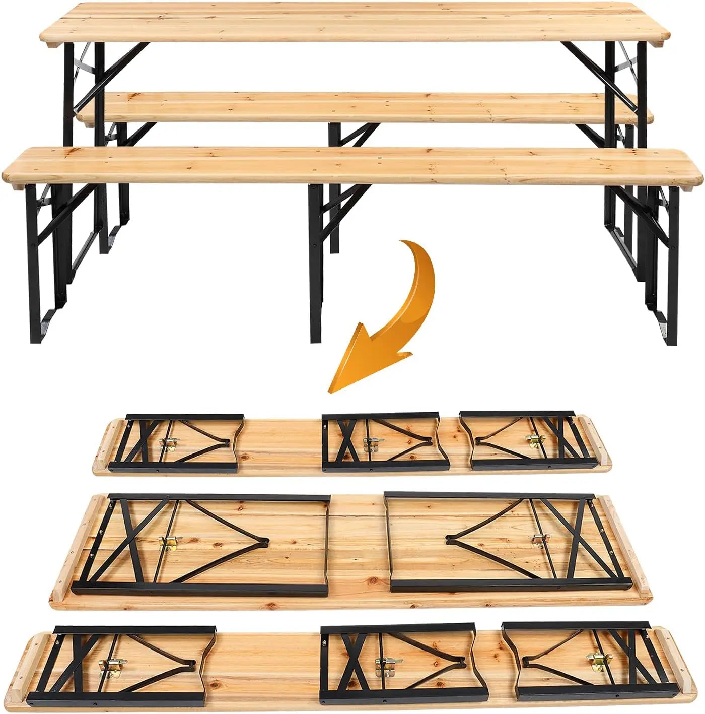 VINGLI Folding Picnic Table With Benches Weather Resistant