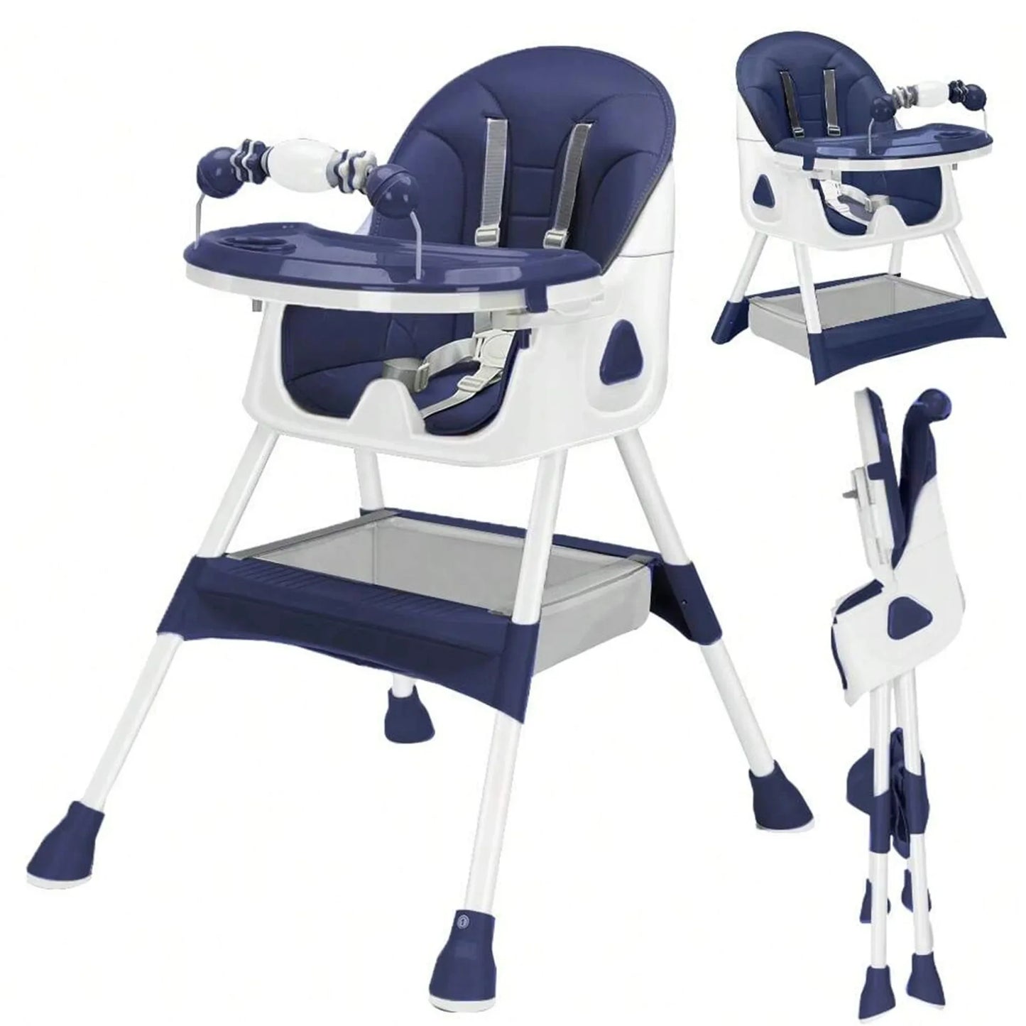 Foldable Baby High Chair 6 Months Plus, with Large Antislip Pad & ToyRack, Easy to Clean Feeding , E500 by S And B Enterprise