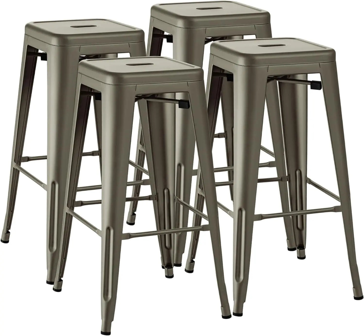 MOYU Metal Bar Stools Set of 4 Backless Industrial Stackable