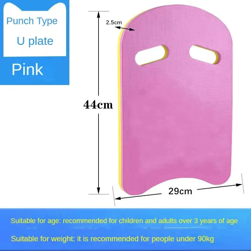 Swim kickboard, pink EVA foam U-shaped, 44x29 cm, by S And B Enterprise