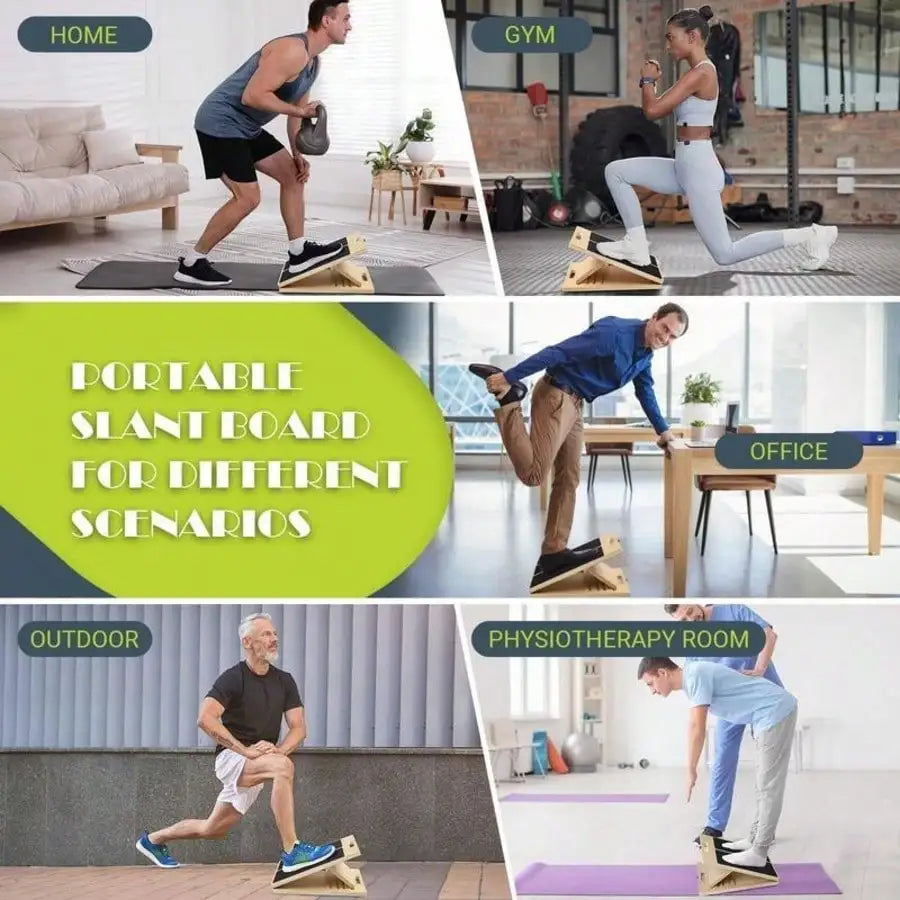 Adjustable Portable Wooden Slant Board For Calf Stretching - 300 Lbs Weight Capacity Foldable Calf Stretcher Board With 4-Level Smart Angles For Leg Exercises Squats Calf Stretching And Physical Therapy Home Fitness Equipment by S And B Enterprise