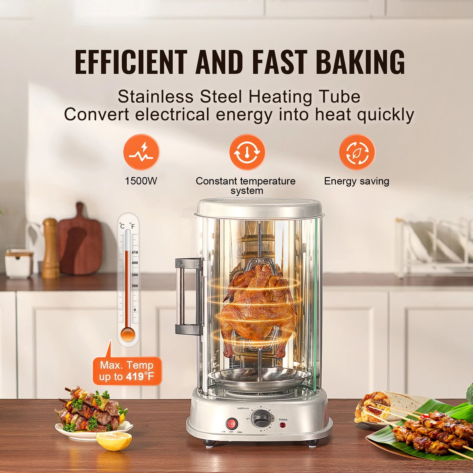 SucceBuy Shawarma Grill Machine Vertical Chicken Shawarma Cooker Machine Electric Stainless Steel Broiler Gyro Rotisserie Oven D by S And B Enterprise