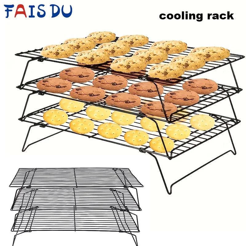 FAIS DU 1/2/3pcs Stackable Cooling Rack for Baking Nonstick Metal Cake Cooling Rack Grid Net Baking Tray Oven Cooling Rac by S And B Enterprise
