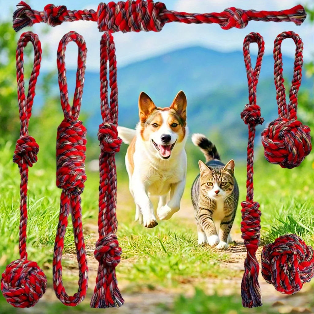 7-Piece Heavy-Duty Dog Rope Toy Set with Braided Knots – Extra-Long Tug Toys for Aggressive Chewers, Large Dogs, and Teething Puppies; Ideal for Teeth Cleaning and Interactive Training – Durable Toys Perfect for Heavy Che by S And B Enterprise