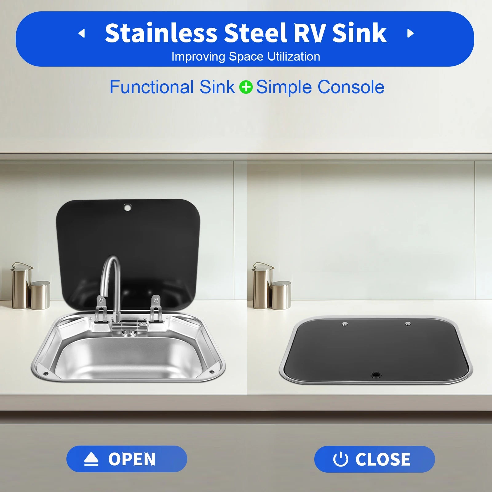 Rv Sink with Faucet, 304 Stainless Steel Hand Wash Basin Sink with Tap, large Capacity Sink and Flexible Faucet by S And B Enterprise