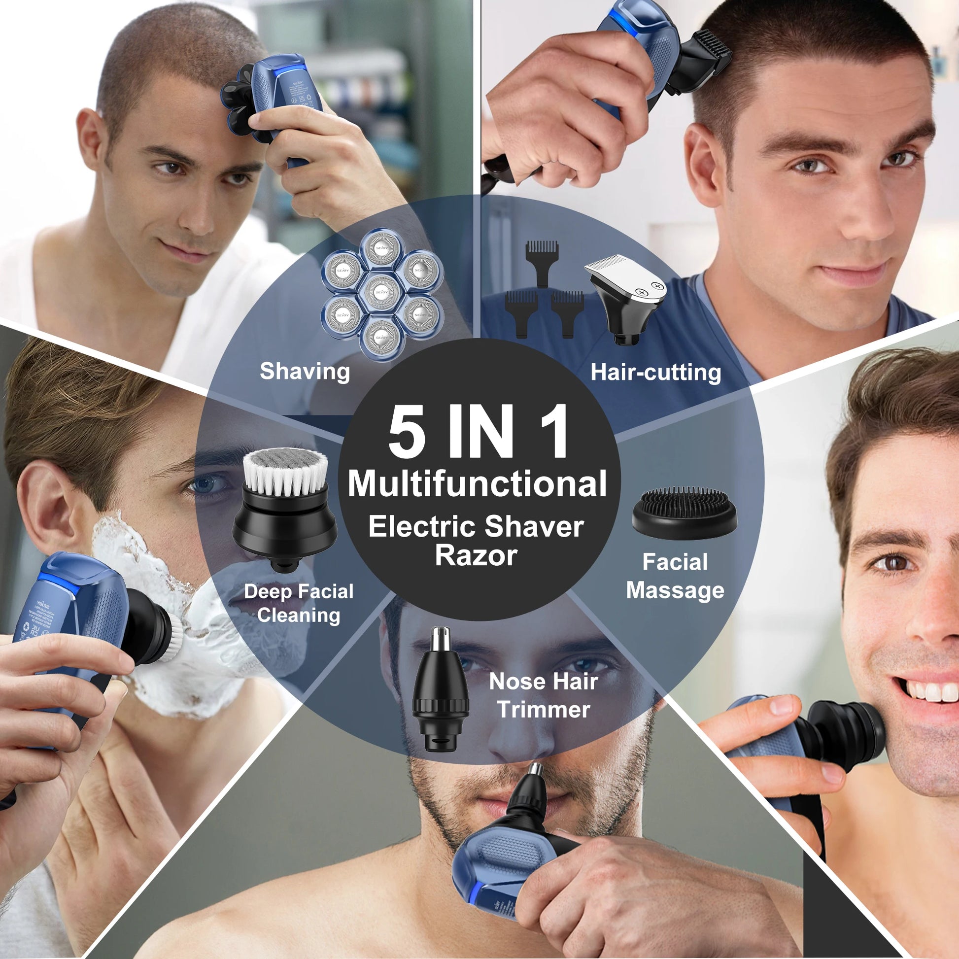 Sejoy 6-In-1 7D Head Shaver Grooming Kit by S And B Enterprise