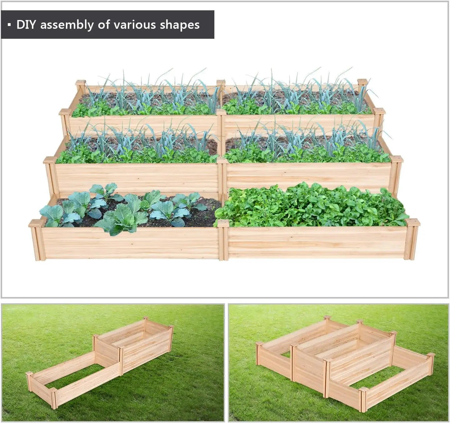 Divisible Raised Garden Bed For Flowers Vegetables Herbs