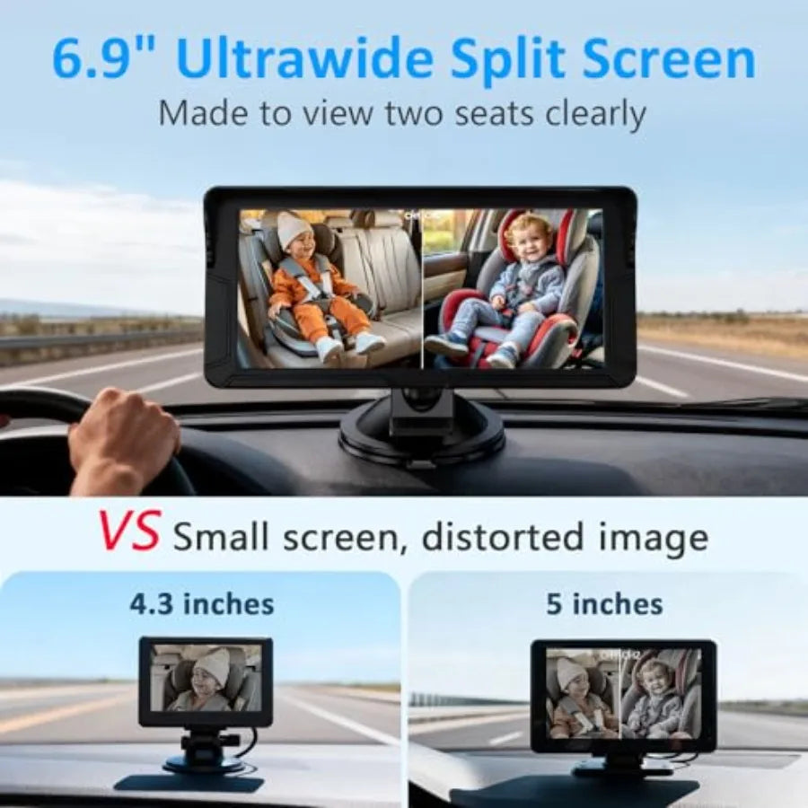 Baby Car Camera For Two Kids HD 1080P Dual Monitor by S And B Enterprise
