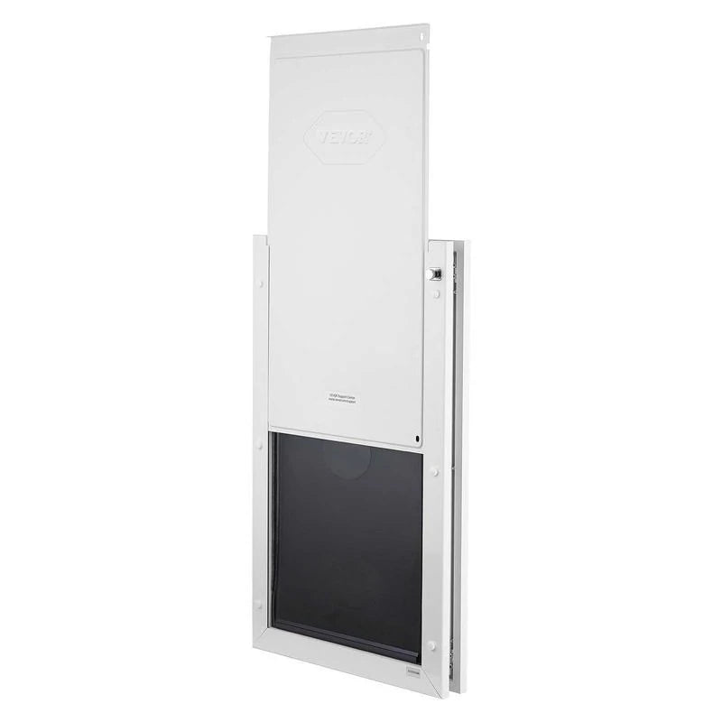 X-Large pet door with white metal frame and magnetic flaps for interior or exterior doors