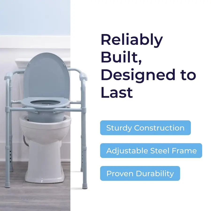 XMSJ Medical Folding Bedside Commode Chair 3in1 Portable Toilet Solution