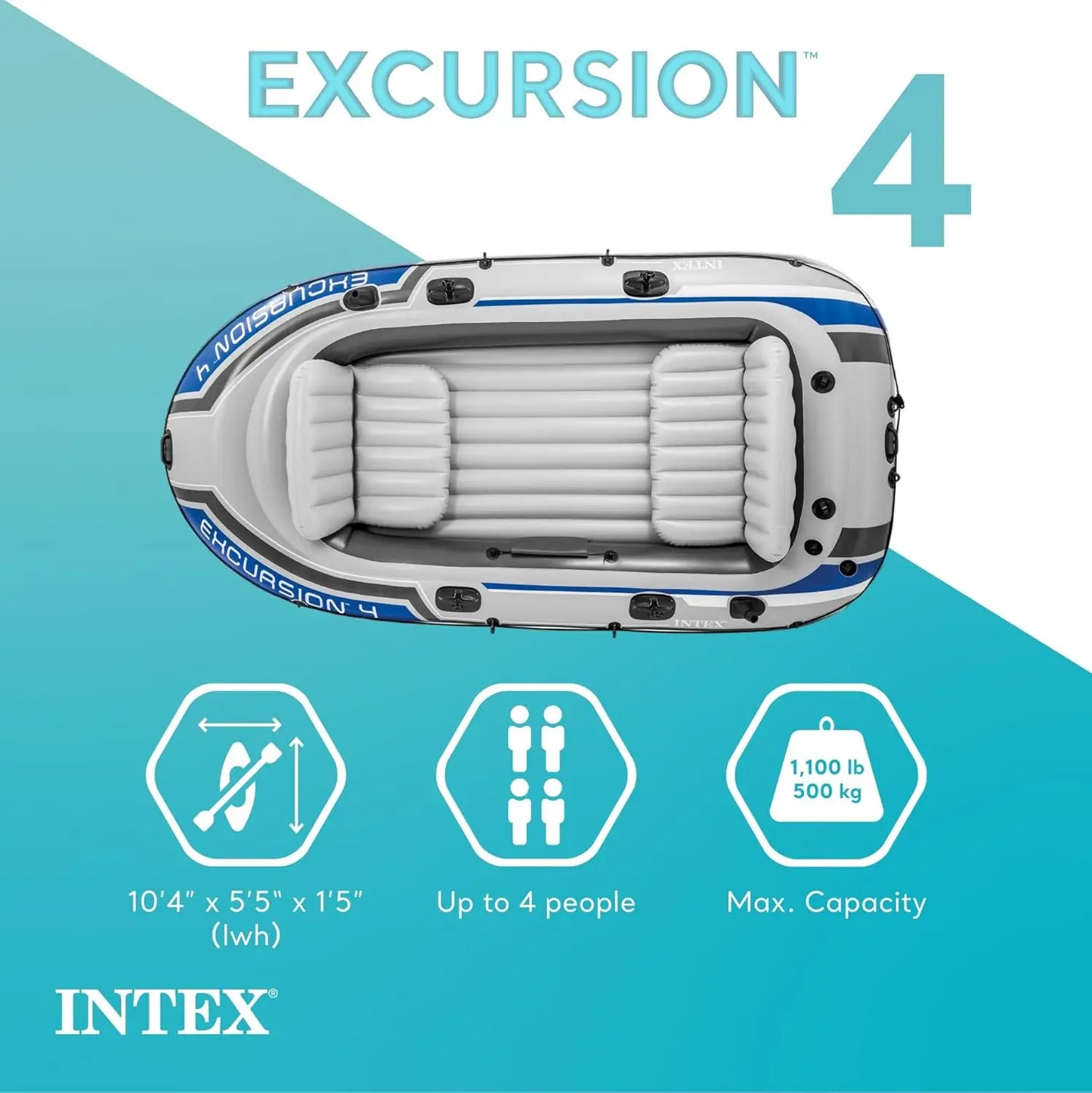 Inflatable Boat Set With Adjustable Seats Fishing Rod Holders Oars