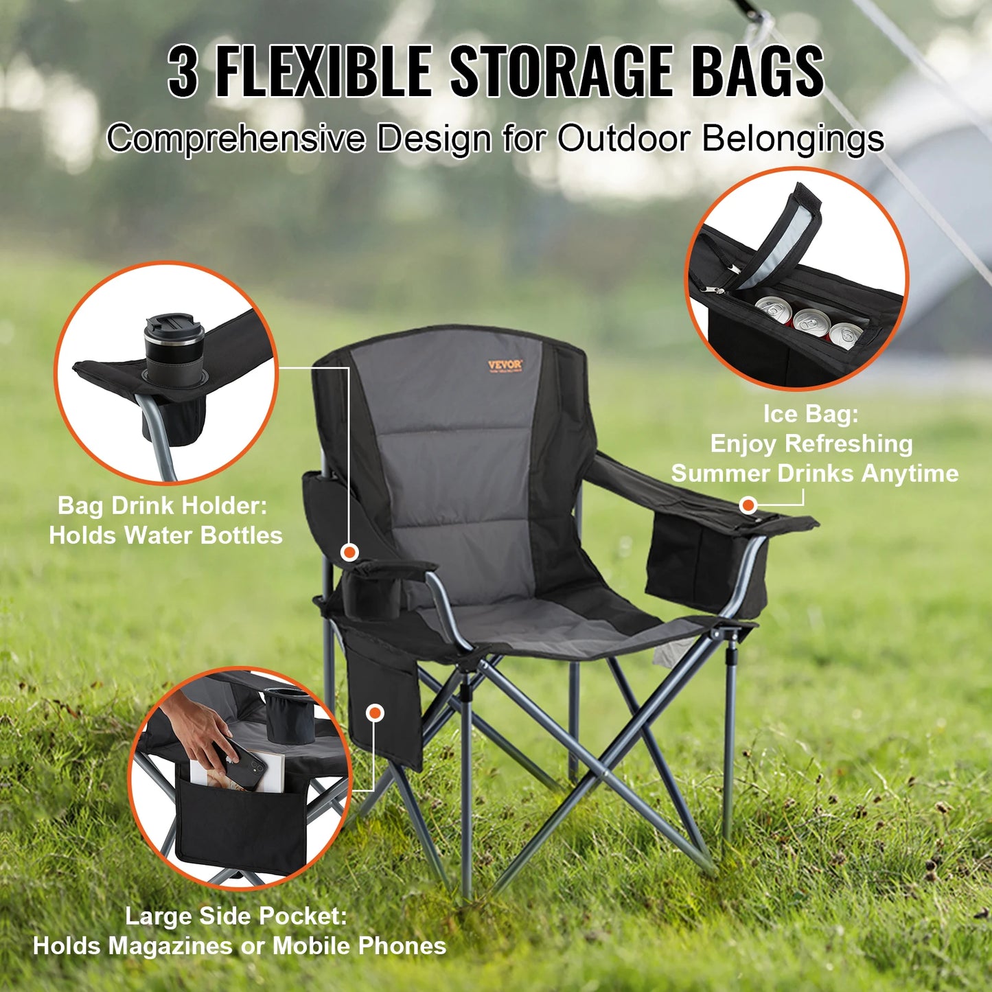 SucceBuy Ultralight Outdoor Folding Camping Chair 350lbs Capacity