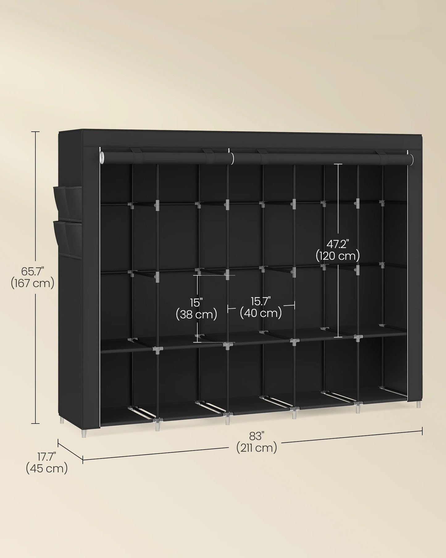 SONGMICS Portable Closet Organizer With Cover 5 Hanging Rods And Shelves by S And B Enterprise