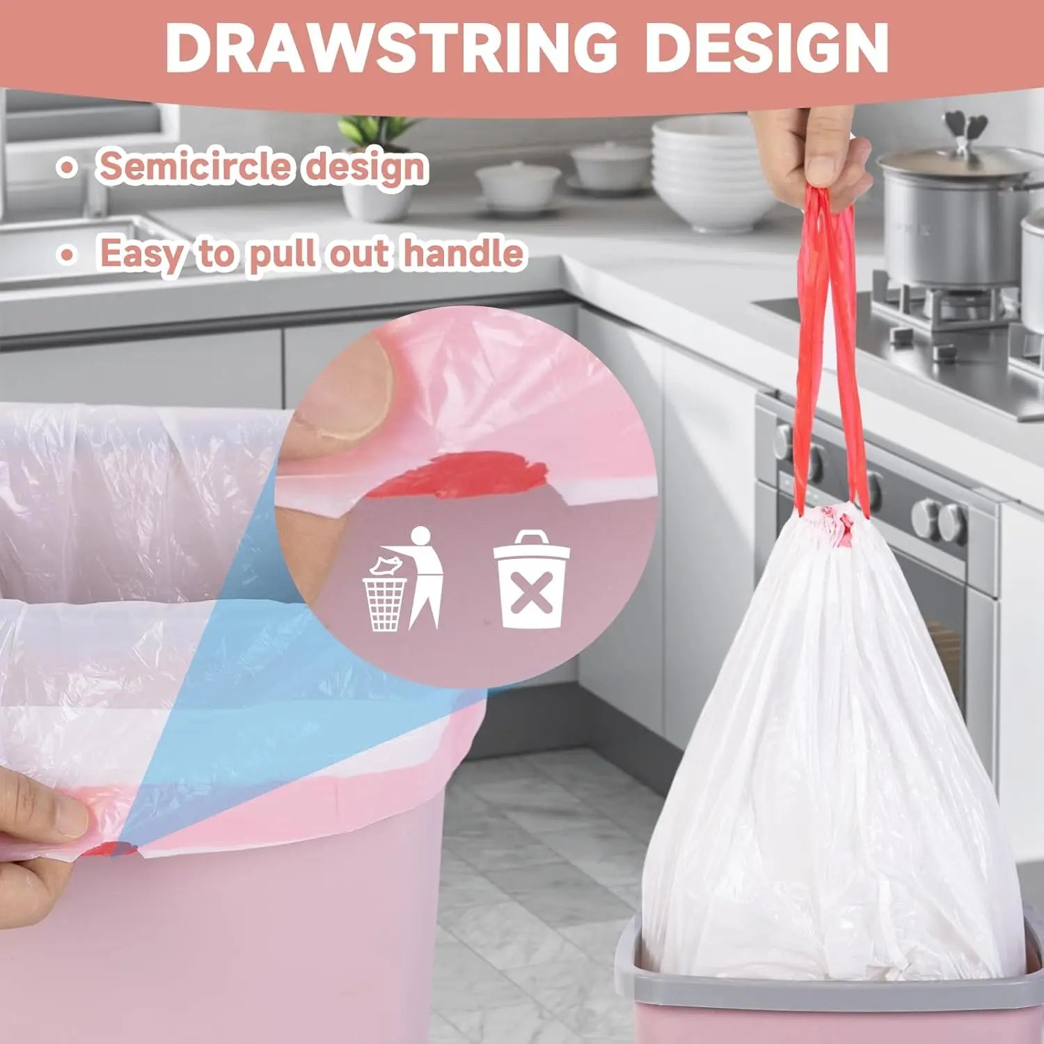 Drawstring Trash Bags 60 Count 4 Rolls For Bathroom Kitchen by S And B Enterprise