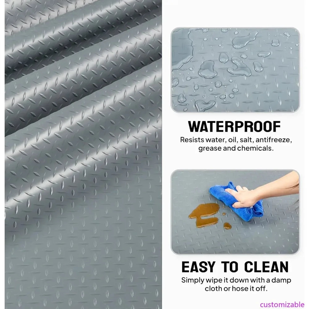 Thickened PVC Diamond Plate Garage Floor Mat for Parking