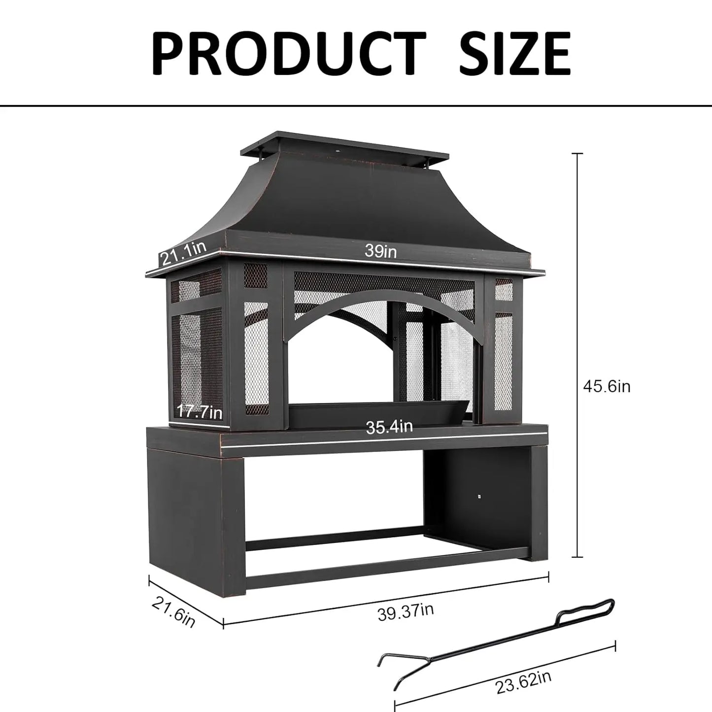 Wood Burning Outdoor Fireplace With Chimney And Spark Screen by S And B Enterprise