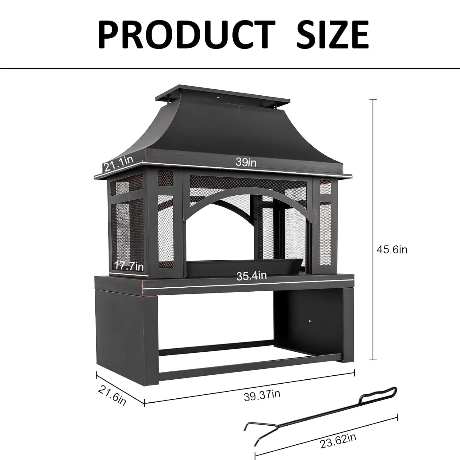 Wood Burning Outdoor Fireplace With Chimney And Spark Screen by S And B Enterprise
